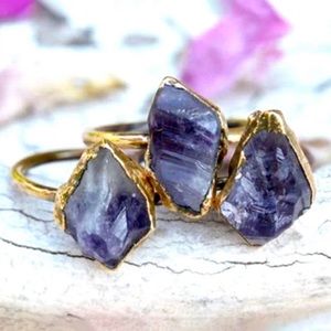 NIB RAW AMETHYST CRYSTAL GEMSTONE RING